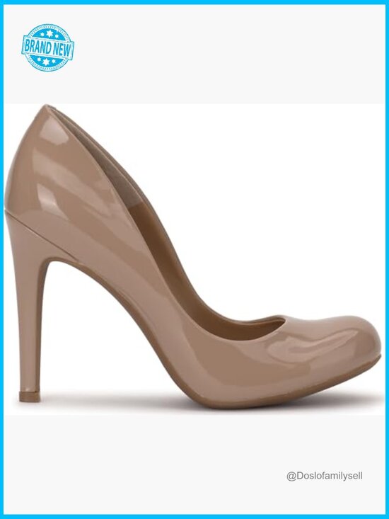 Daily Round Toe Chunky Heel Pumps – Onlymaker Round Toe Stiletto Heel Pumps Cushioned Insole Faux Leather Pull-On Style